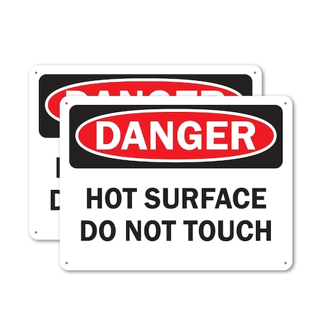 Signmission Hot Surface Sign, 10 in H x 14 in W, Aluminum, Hot Surface Do Not Touch OS-2PACK-DS-A-1014-L-19398